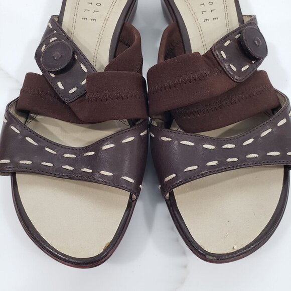 Carole Little Strappy Wedge Sandal Open Toe Slip On Brown Boho Comfort Size 7M - Picture 9 of 11